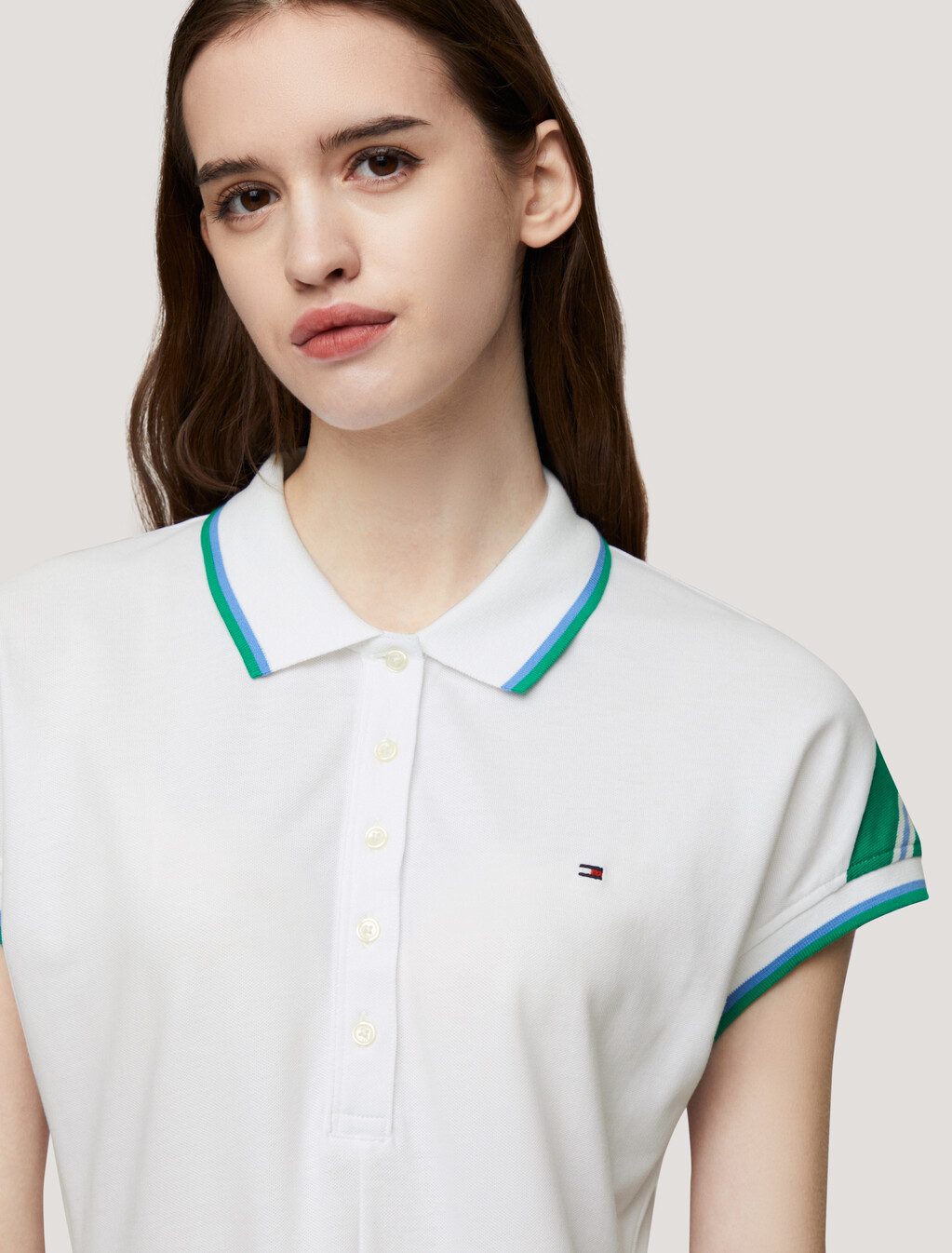 Tipped Polo Dress, Th Optic White, hi-res