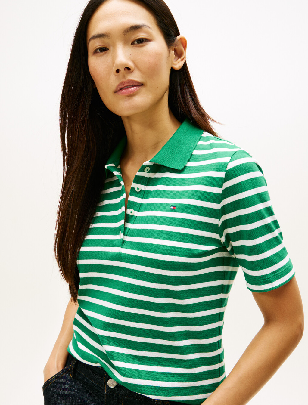 1985 Collection Flag Embroidery Regular Polo, Nouveau Green / Ecru Stp, hi-res