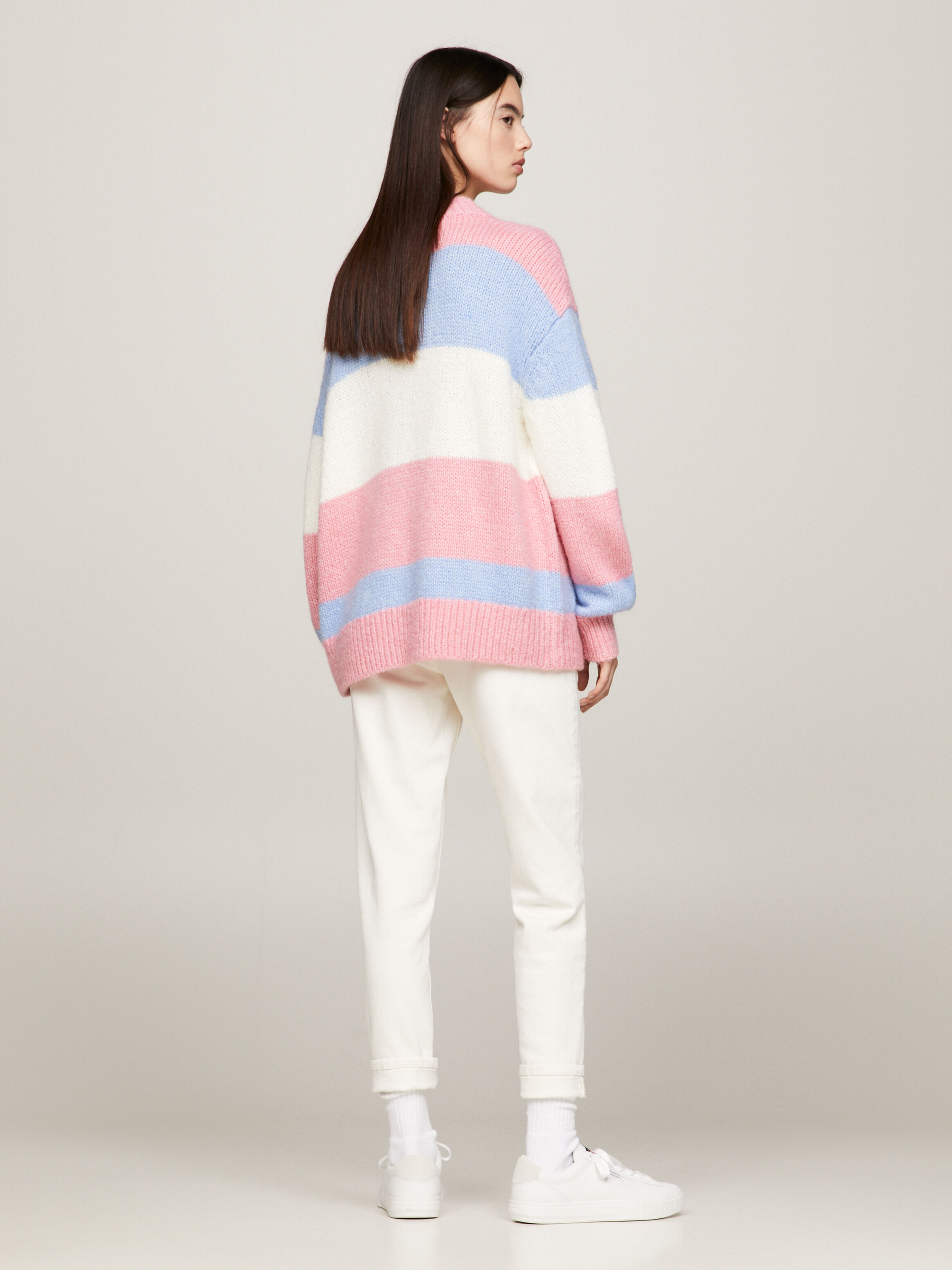 Block stripe oversized top sweater tommy hilfiger