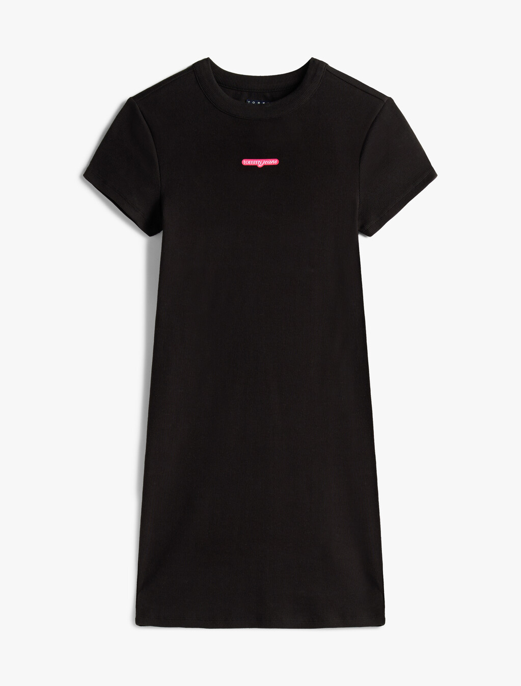 Script Logo Rib Knit Mini Dress, Black, hi-res