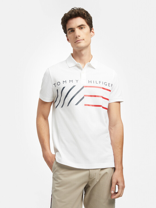 STRIPE LOGO PRINT REGULAR FIT POLO
