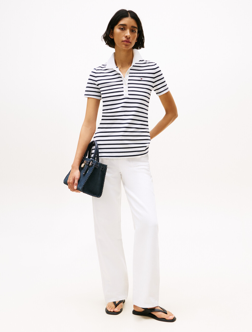 Stripe Short Sleeve Slim Polo, Th Optic White Multi, hi-res