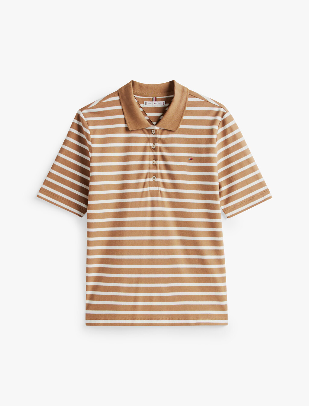 1985 Collection Flag Embroidery Regular Polo, Hickory/ Ecru Stp, hi-res