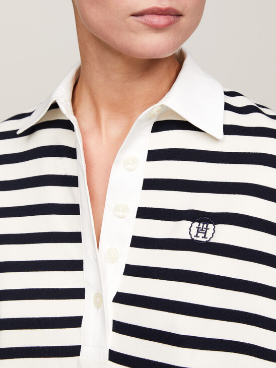Relaxed Breton Stripe Rugby Polo
