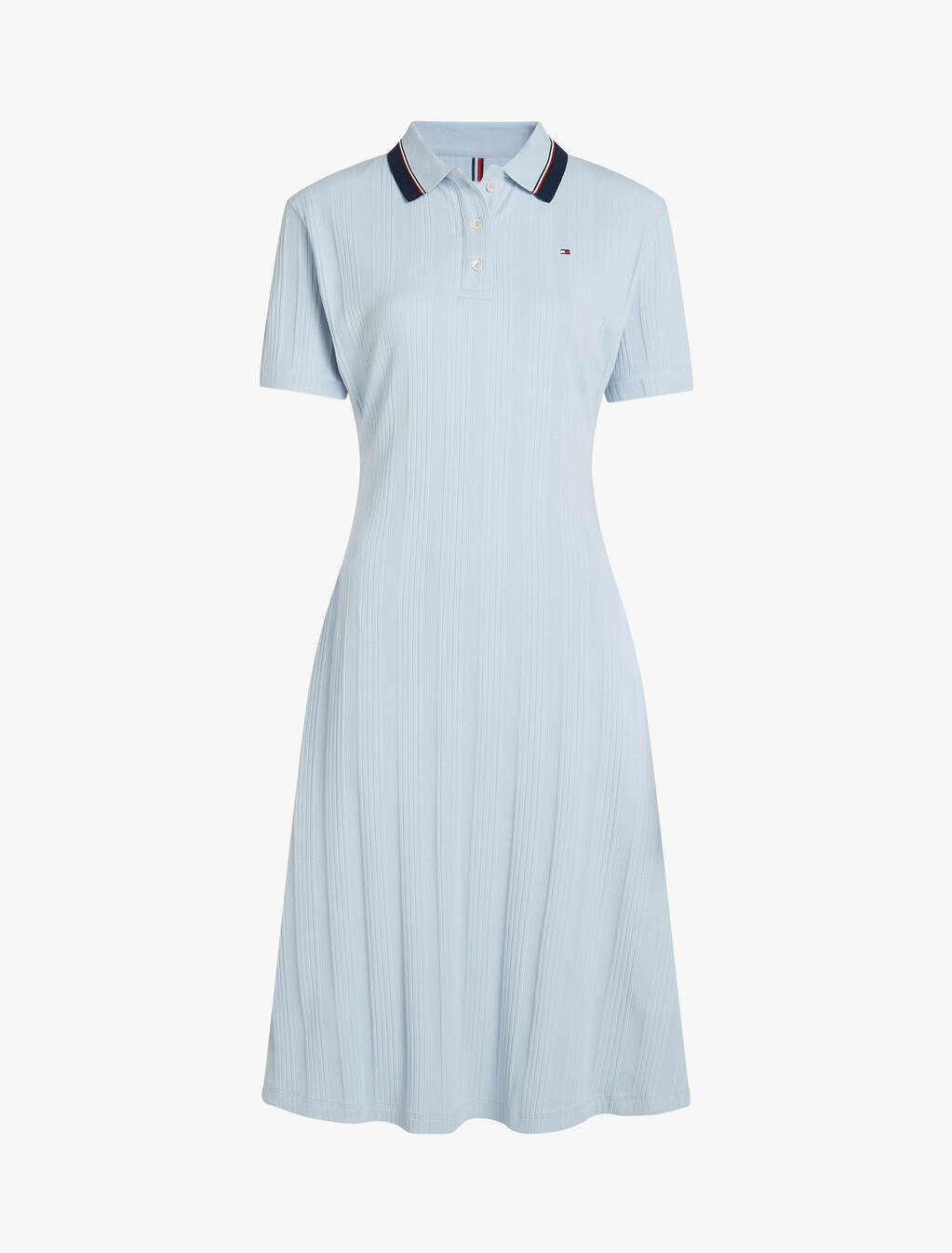 Rib Knit Polo Midi Dress, Breezy Blue, hi-res
