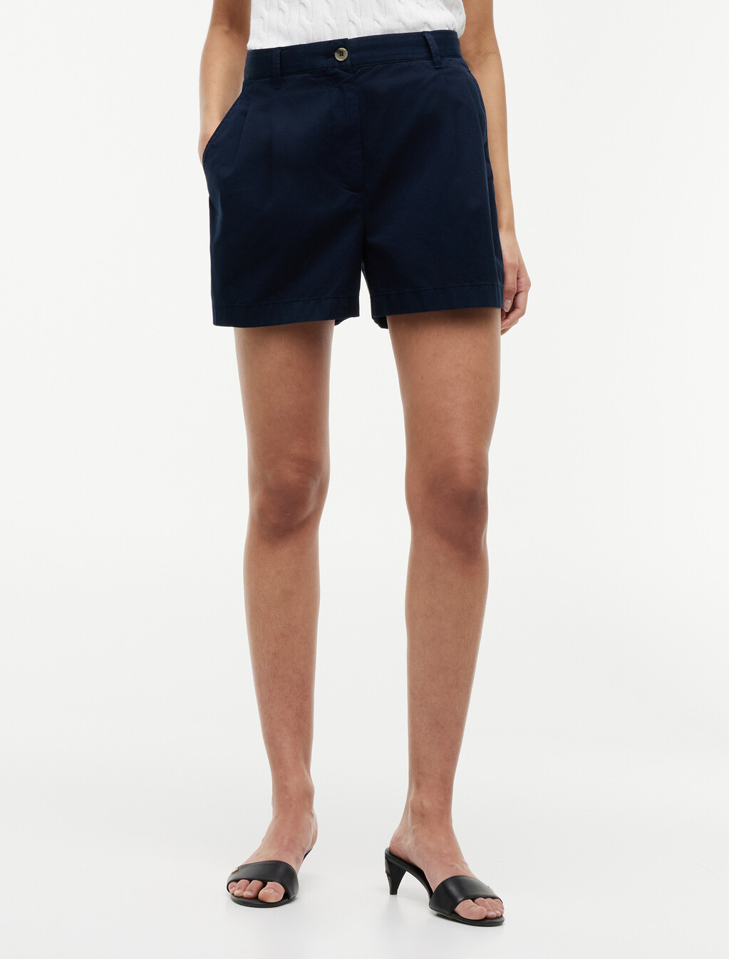 Washed Flared Chino Shorts, Dark Night Navy, hi-res