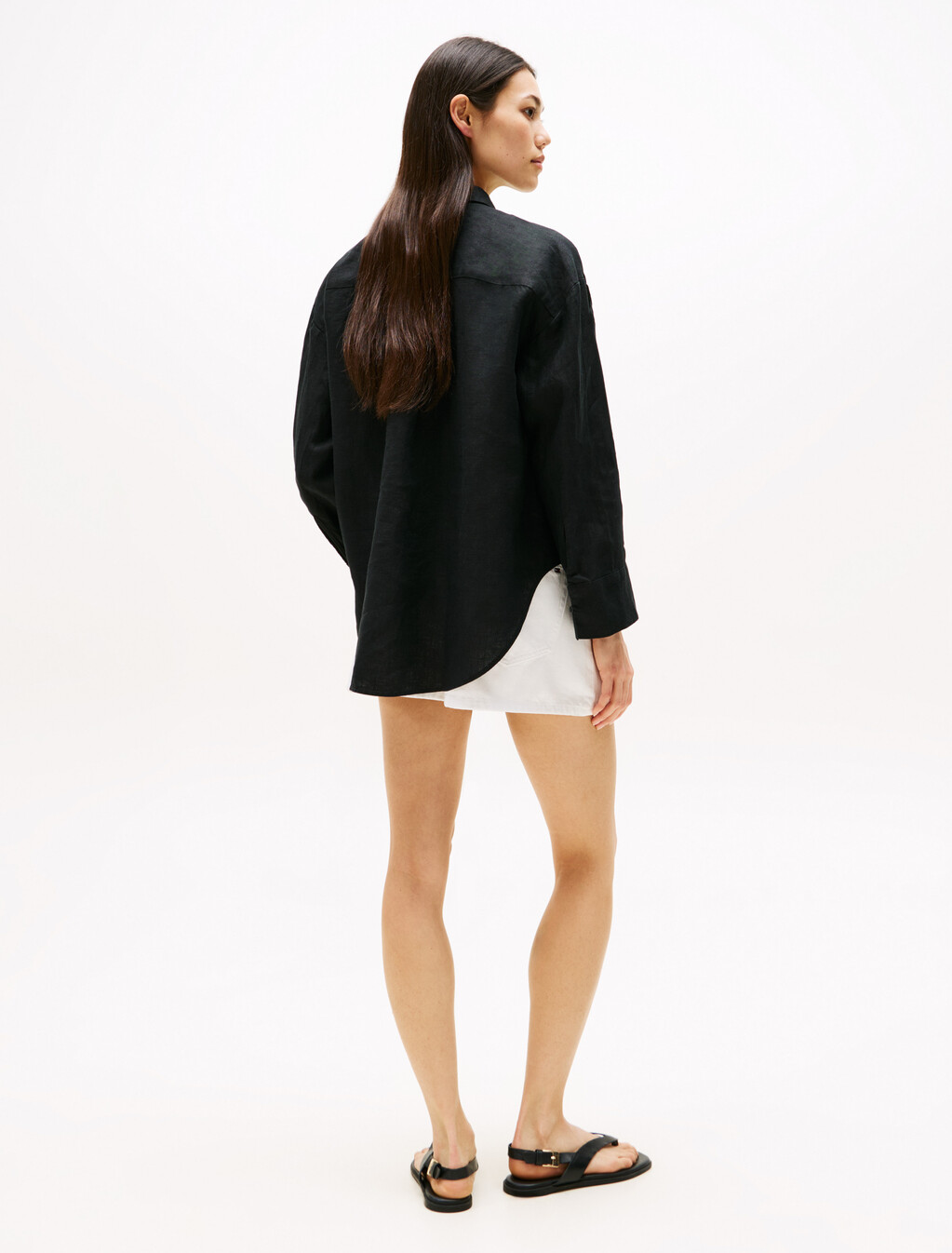 Asia Fit Linen Easy Shirt, Black, hi-res