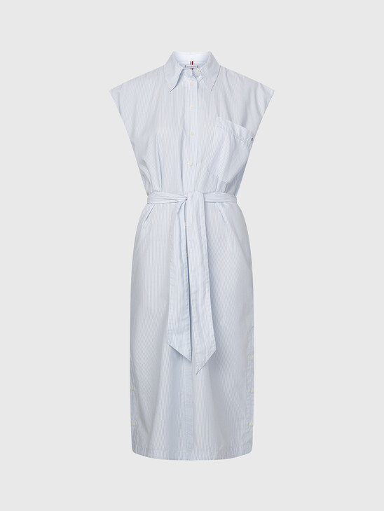STRIPE MIDI SHIRT DRESS
