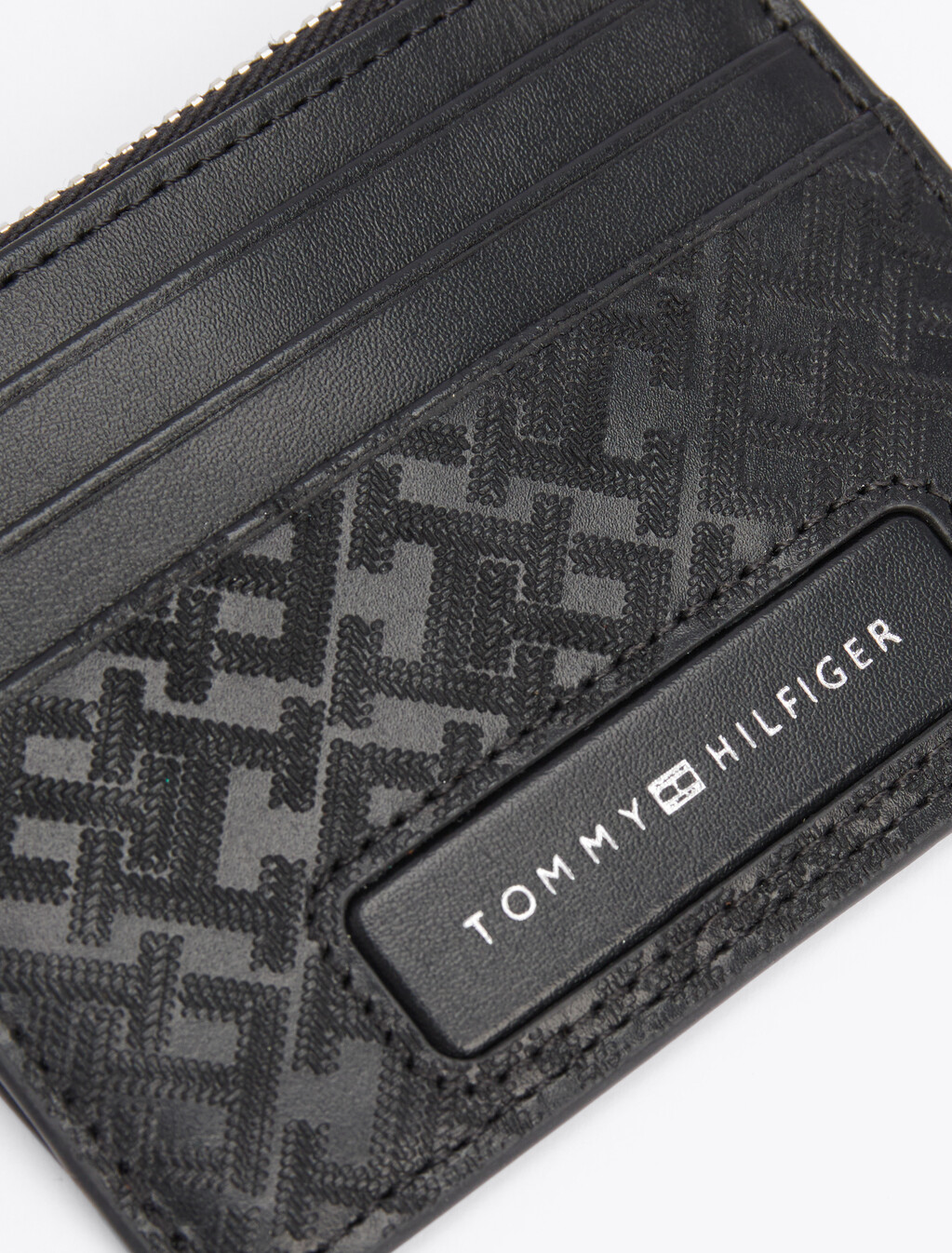 TH Monogram Leather Credit Card Holder, Black, hi-res