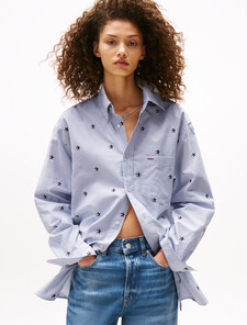 Tommy Girl Oversized Ithaca Stripe Star Embroidery Shirt, Ithaca, hi-res