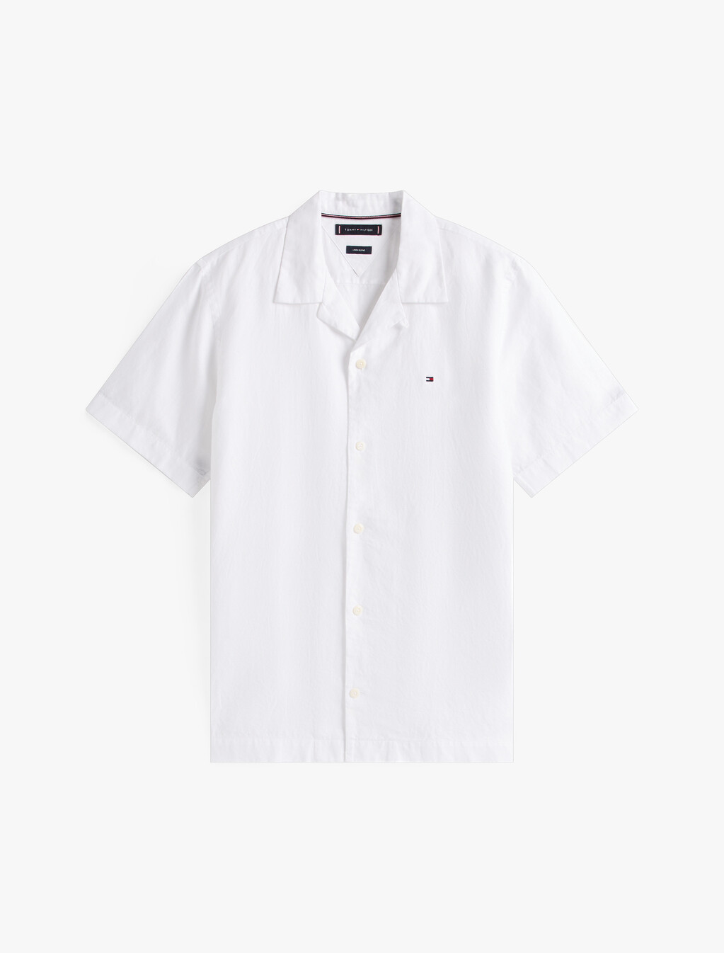 Linen Blend Short Sleeve Shirt, White, hi-res