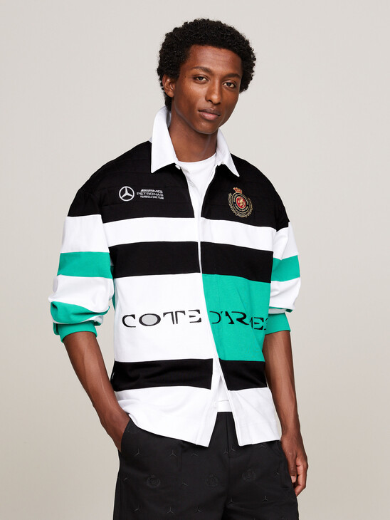 Tommy x Mercedes F1 x CR Colour-Blocked Back Logo Rugby Shirt