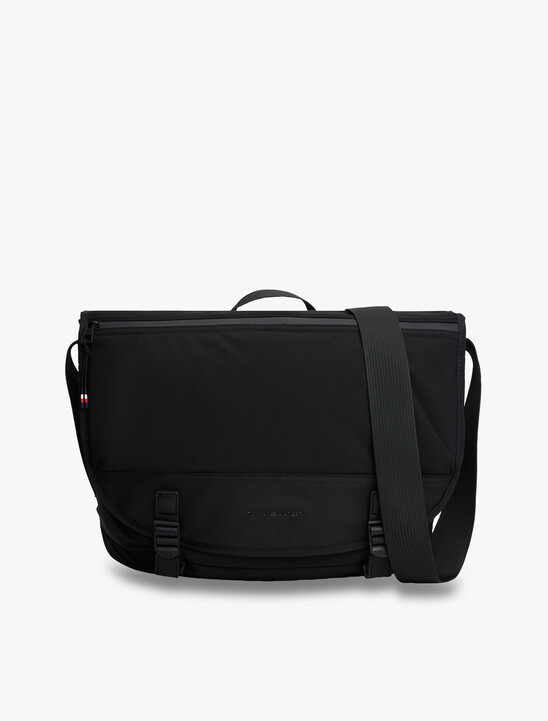 Textile Logo Flap Messenger Bag