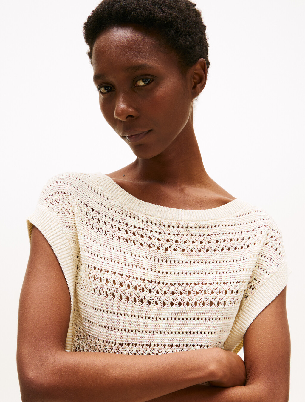 Crochet Sweater Vest, Desert Sand Dune, hi-res