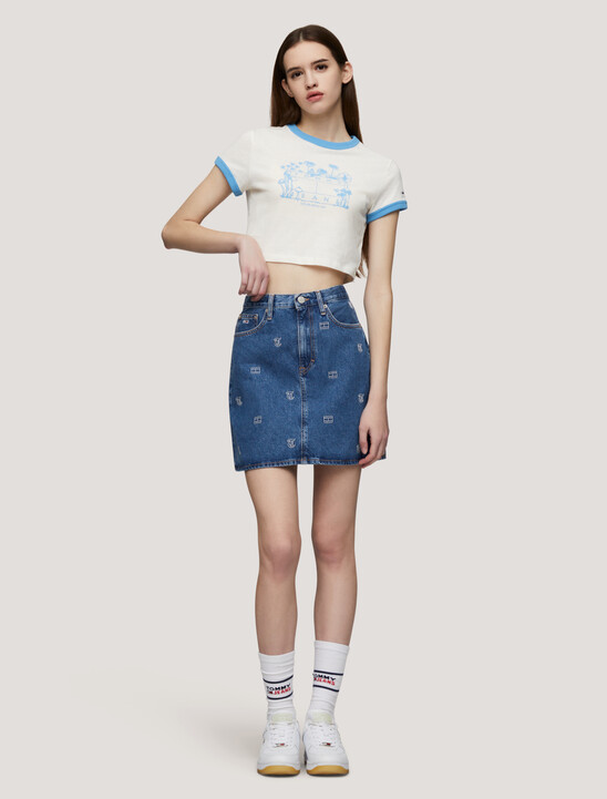 Embroidered Logo Ultra-High Rise Mom Skirt