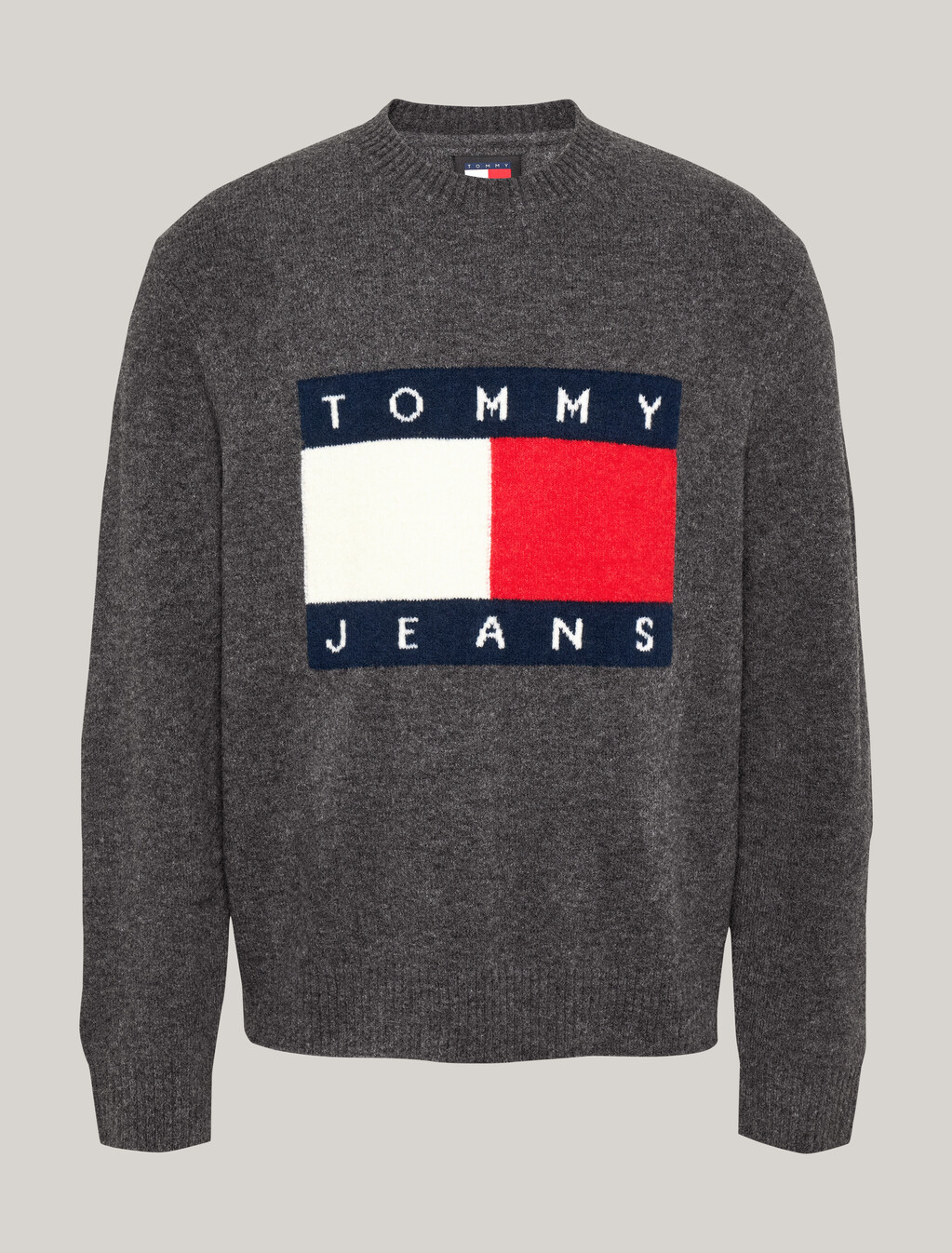 Flag Badge Mélange Jumper With Wool, New Charcoal Melange, hi-res