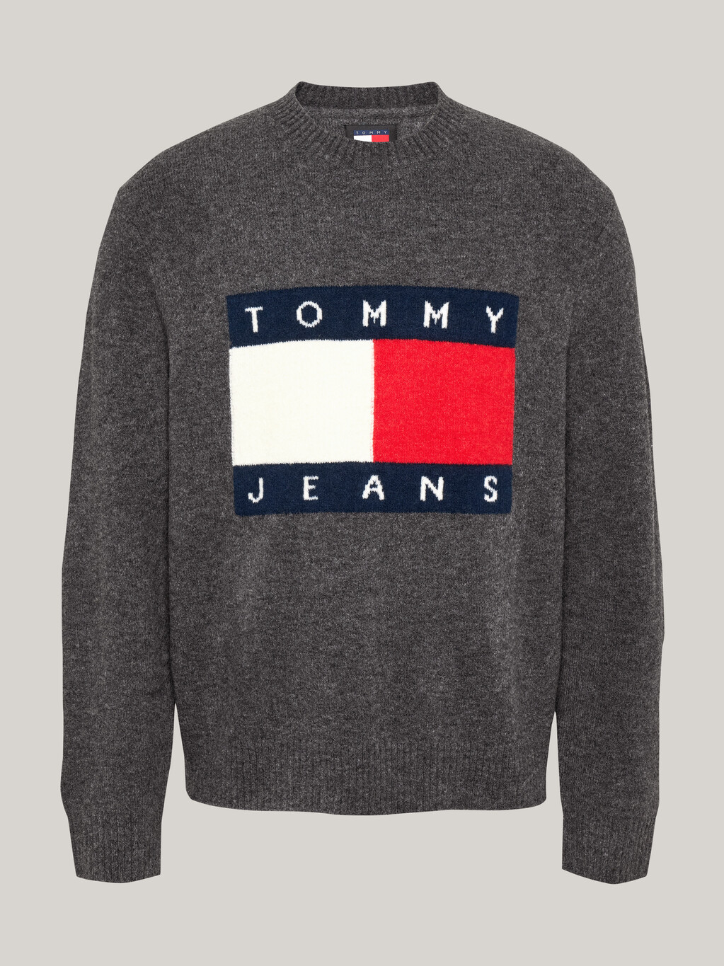 Flag Badge Mélange Jumper With Wool, New Charcoal Melange, hi-res