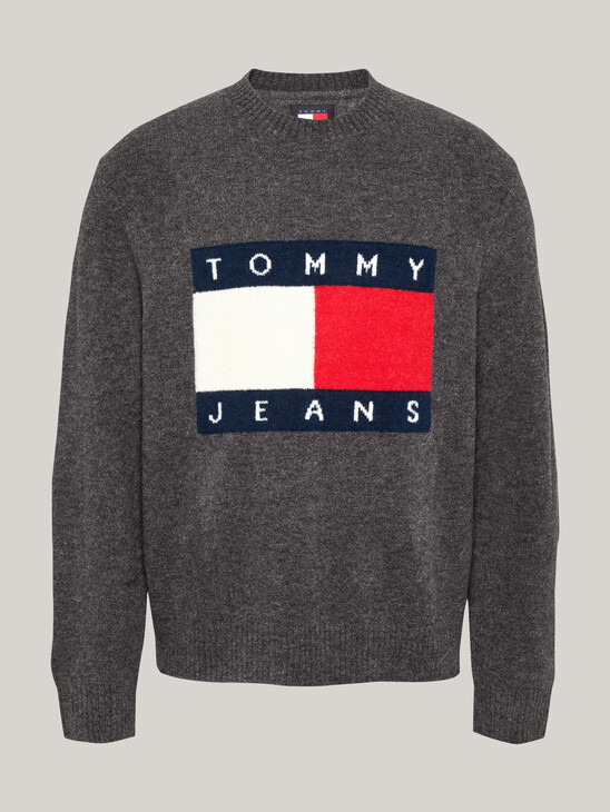 Flag Badge Mélange Jumper With Wool