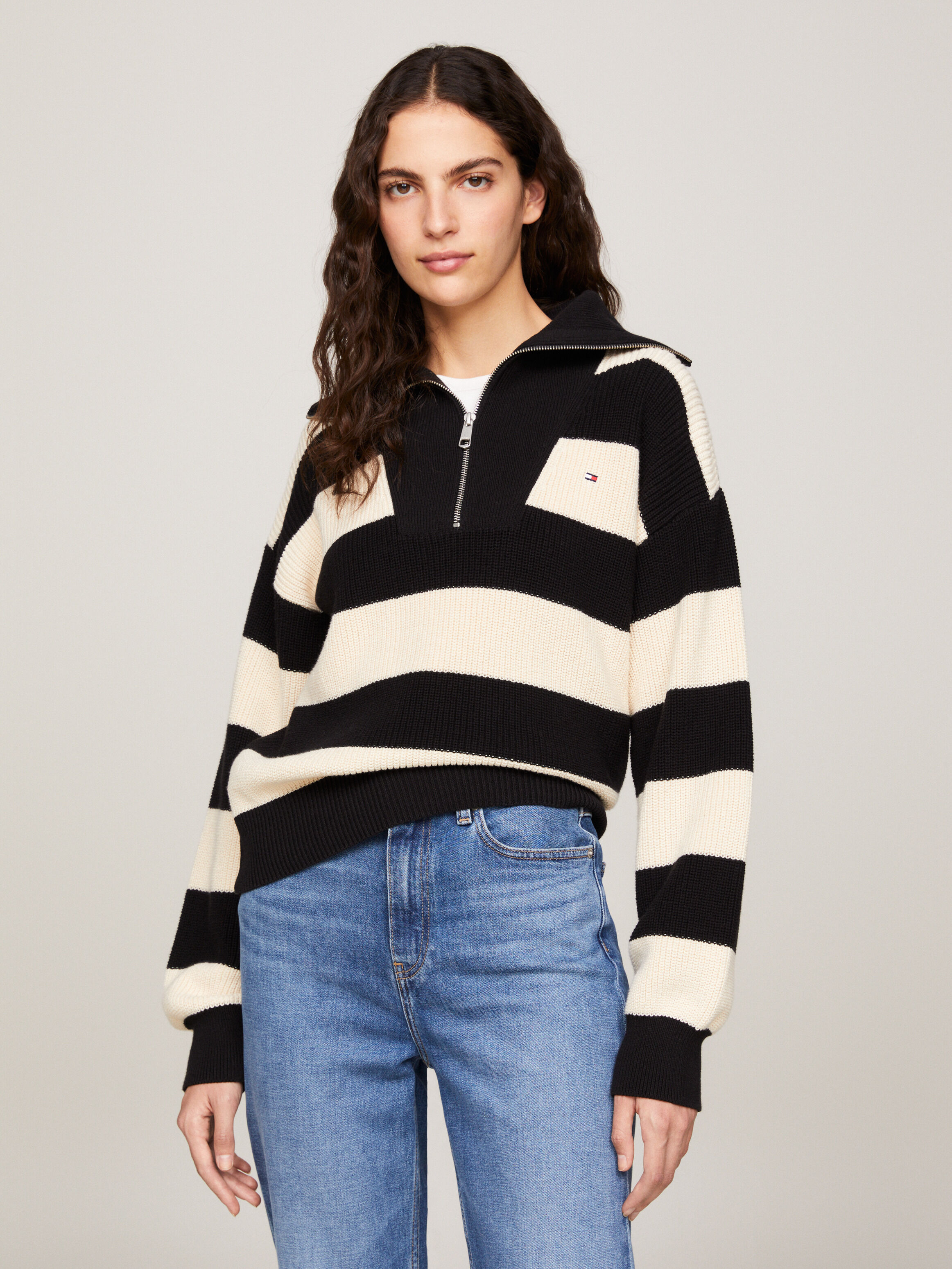 Cardigan Stitch Half Zip Jumper black Tommy Hilfiger Singapore