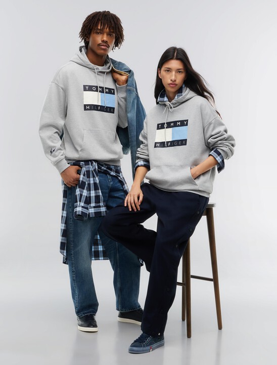 Washed Flag Logo Fleece Relaxed Hoody