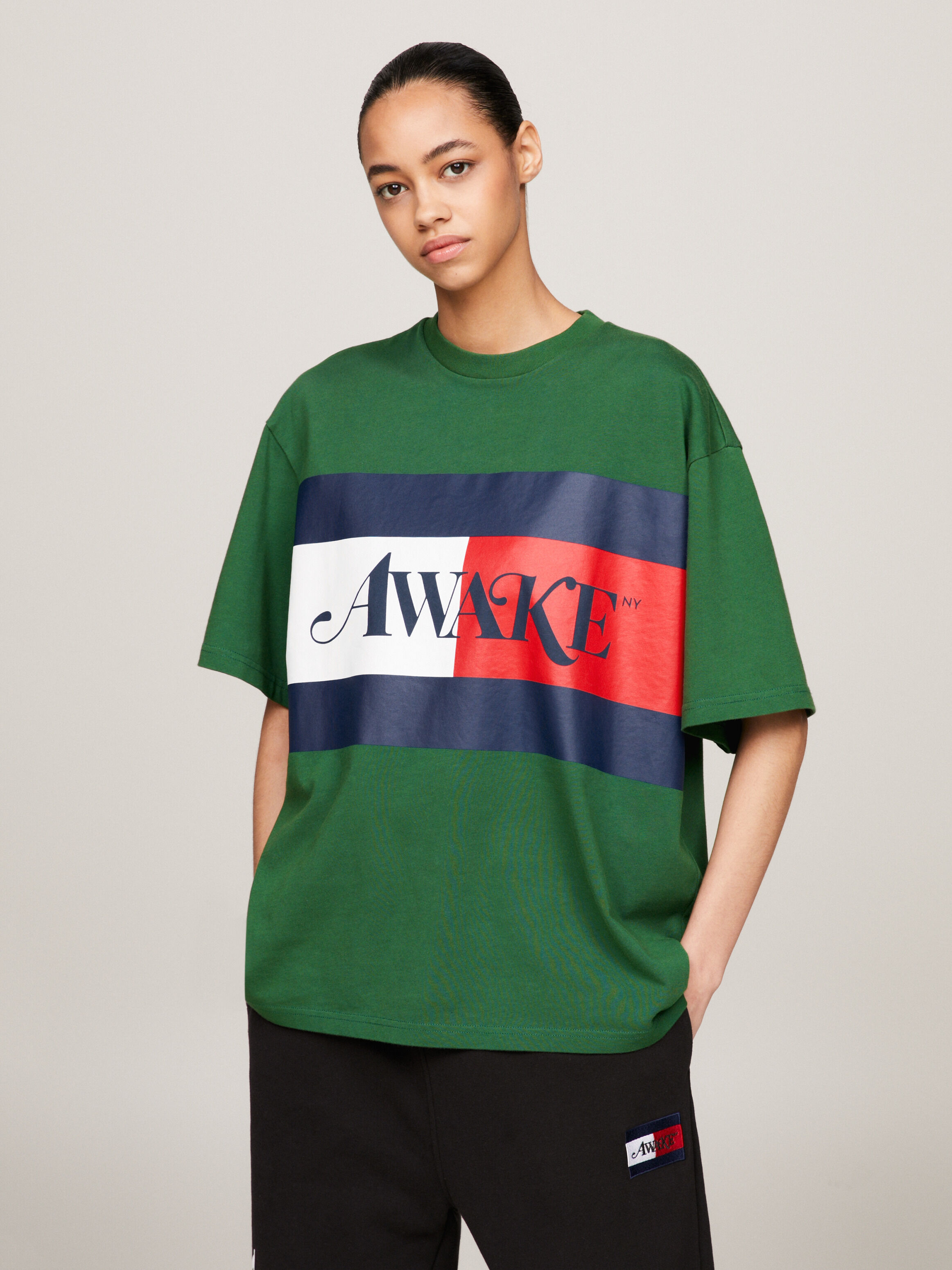 Tommy Hilfiger Tommy X Awake Ny Back Slogan Relaxed T Shirt in Aviator Green