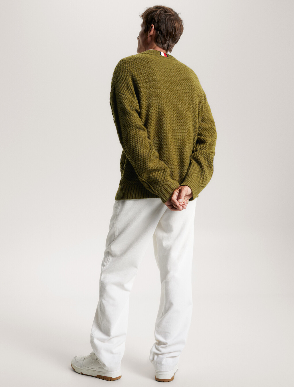 Hilfiger Monotype Cable Knit Oversized Jumper, Putting Green/ Desert Sky Print, hi-res