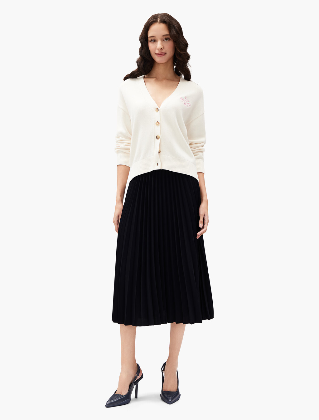 Twill Midi Pleated Skirt, Desert Sky, hi-res
