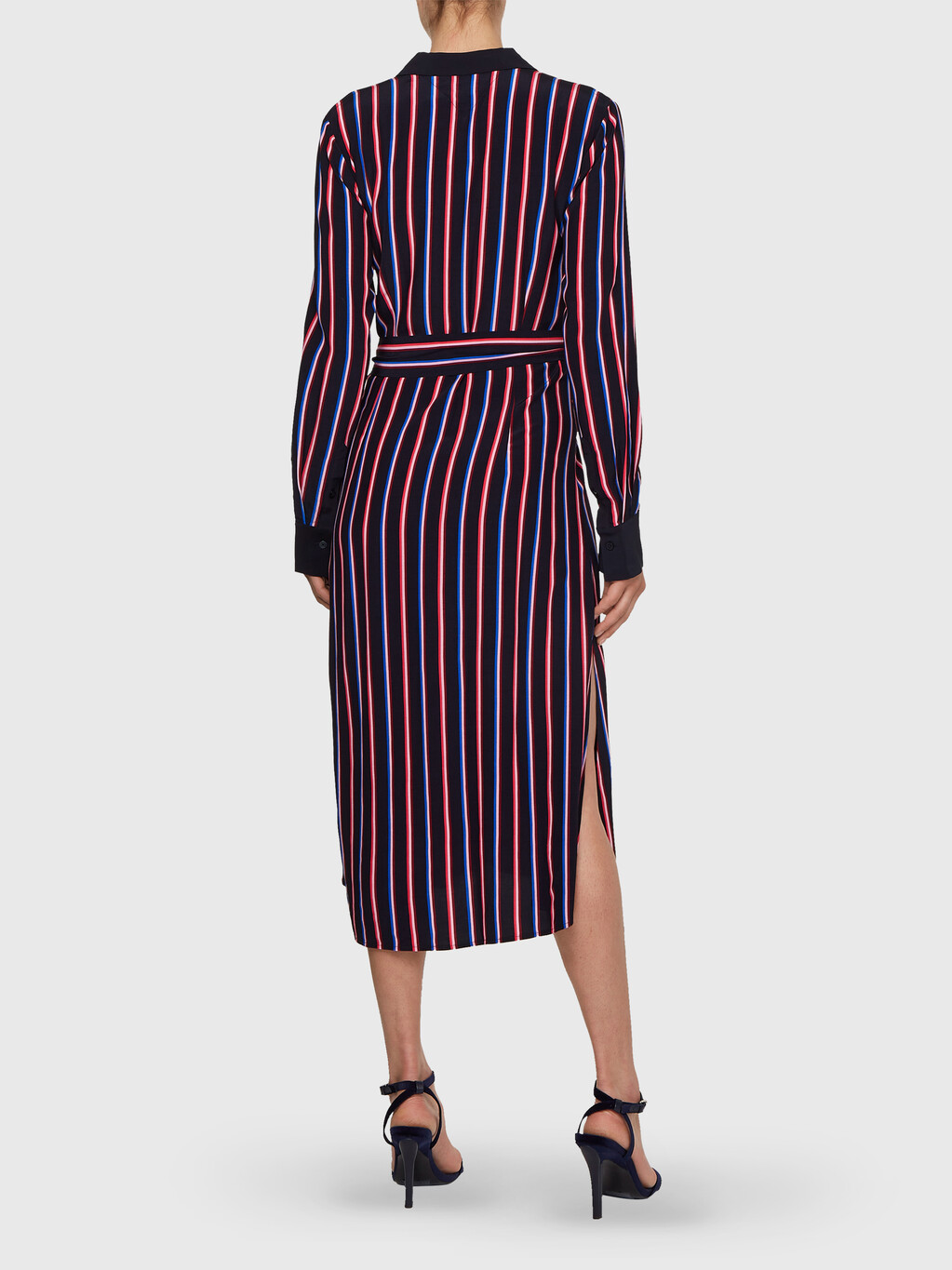 Viscose Stripe Midi Shirt Dress, Mini Pop Stripe, hi-res