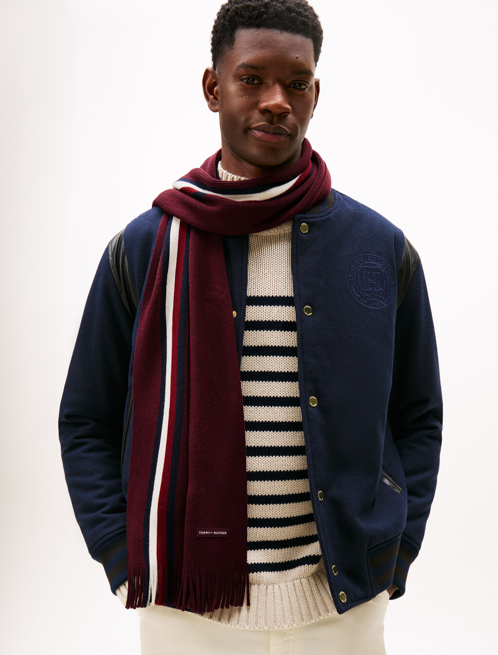Modern Heritage Signature Wool Blend Scarf, Deep Burgundy, hi-res