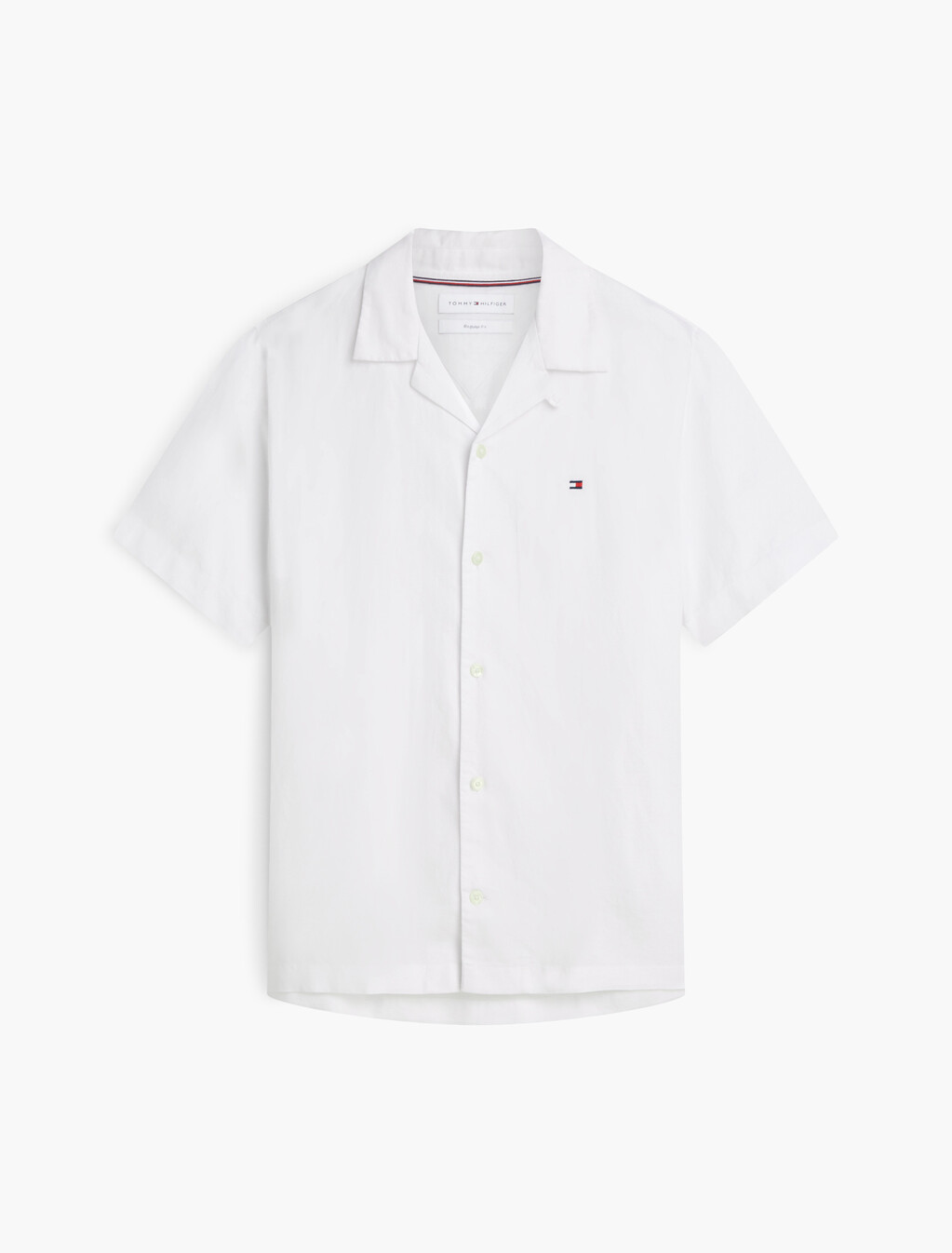 Regular Fit Linen Blend Short Sleeve Shirt, White, hi-res