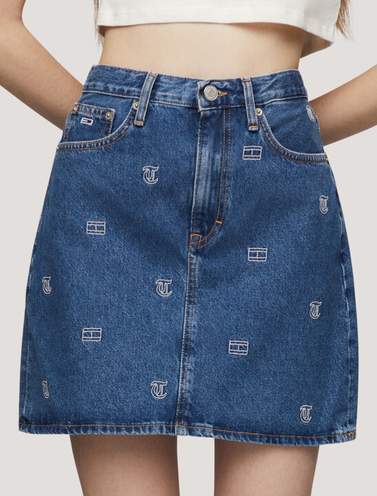 Embroidered Logo Ultra-High Rise Mom Skirt