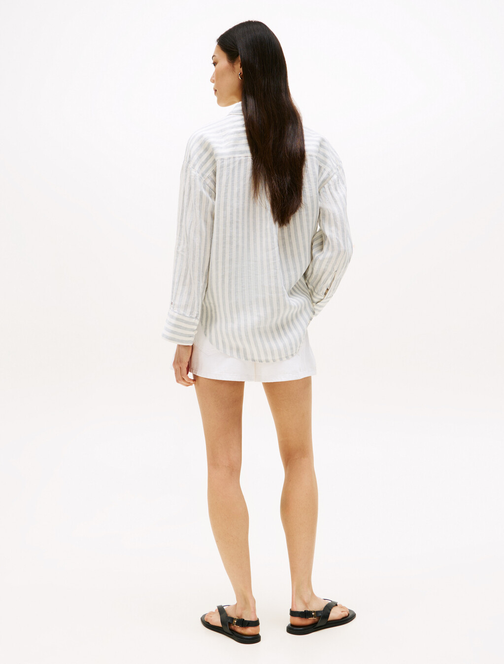 Asia Fit Linen Easy Shirt, Linen Stp/ Cloudy Blue/ Ecru, hi-res