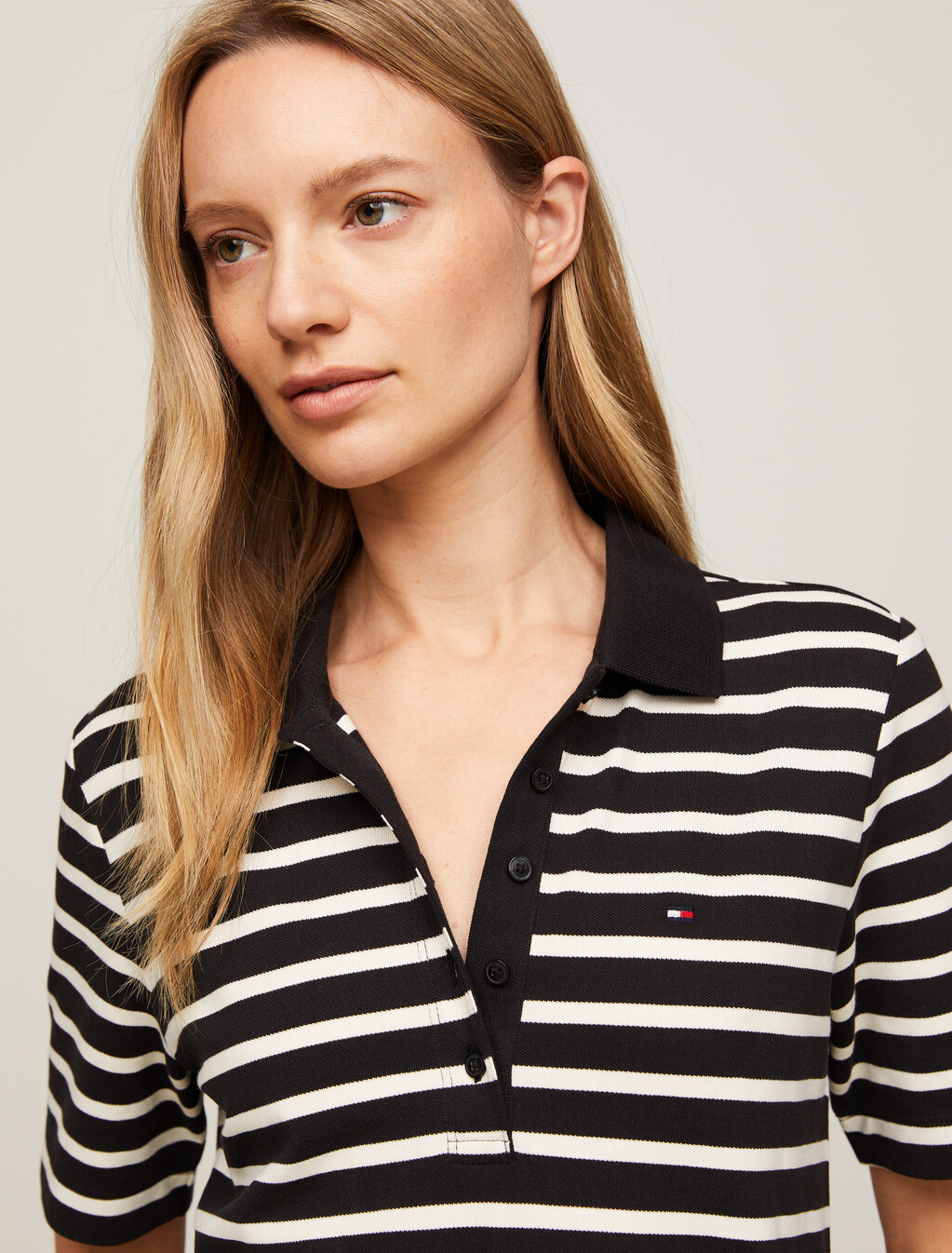 Breton Stripe Midi Polo Dress, Breton Stp/ Black/ Calico, hi-res