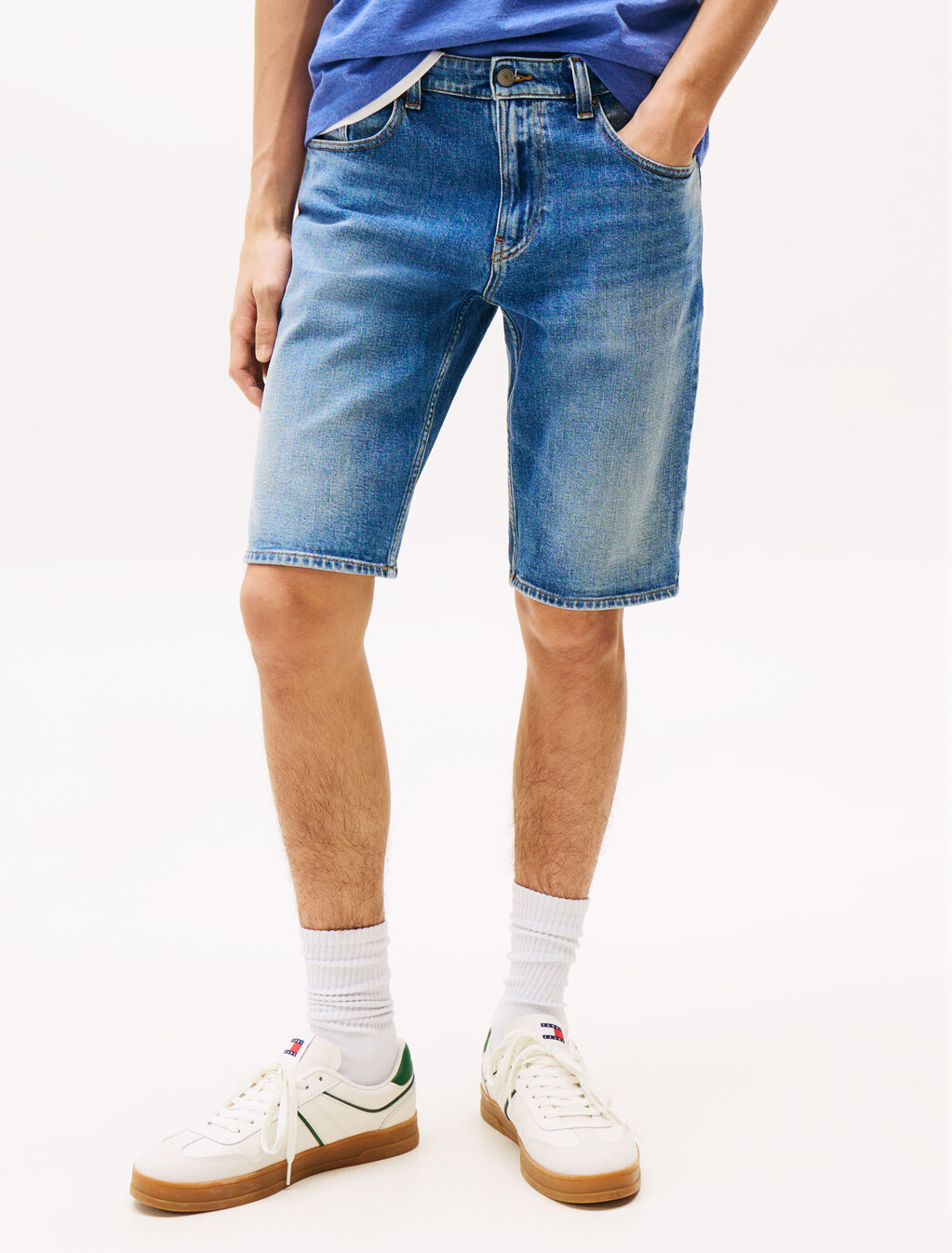 Ronnie Faded Slim Denim Shorts, Denim Medium, hi-res