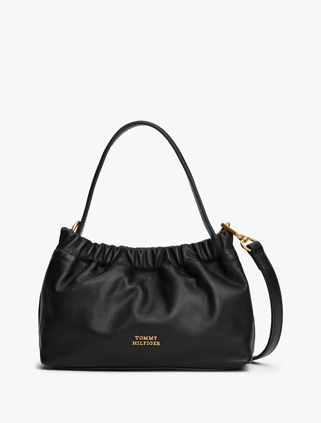 Soft Leather Logo Plaque Crossbody Bag, Black, hi-res