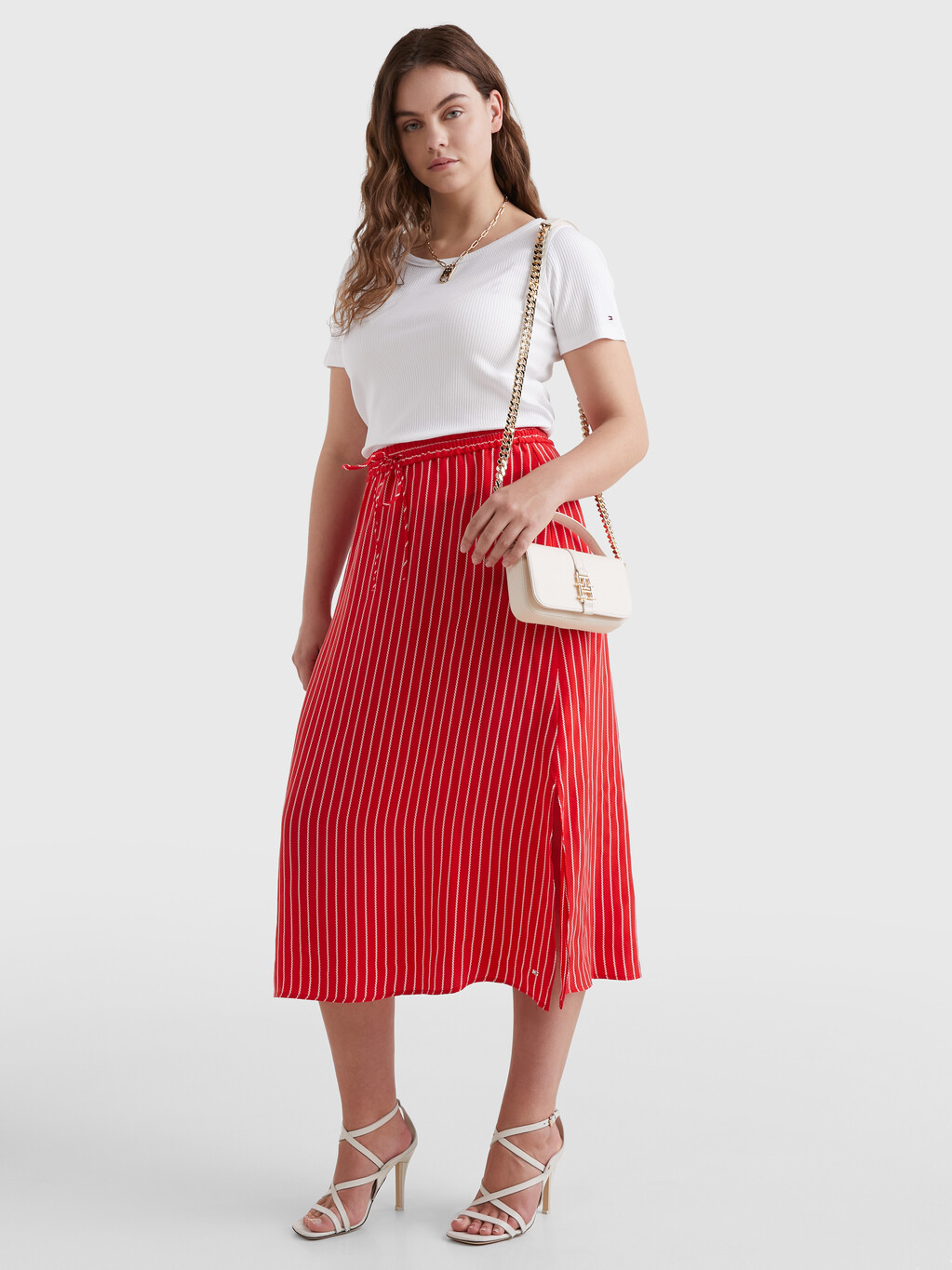 Rope Stripe Fit And Flare Midi Skirt, Rope Stp Fireworks, hi-res