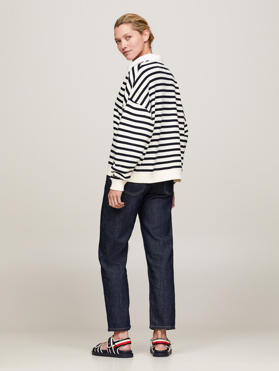 Relaxed Breton Stripe Rugby Polo