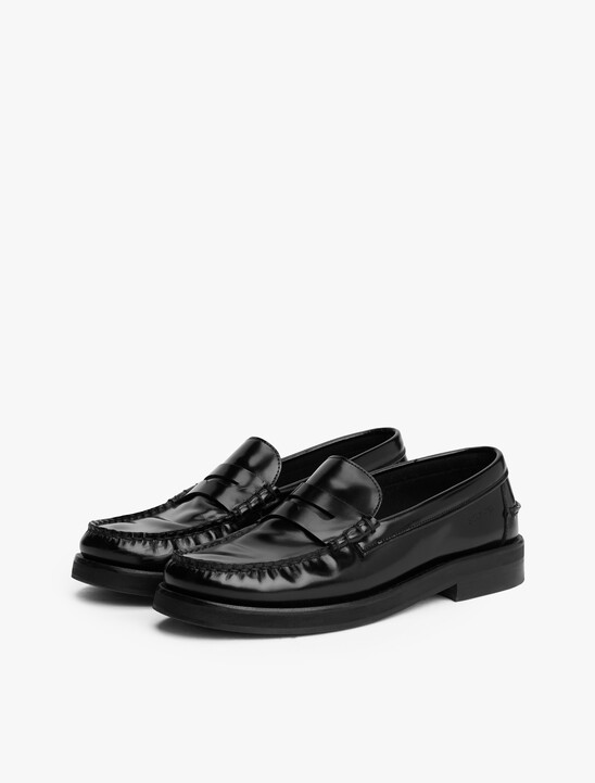 Leather Embossed Logo Loafers