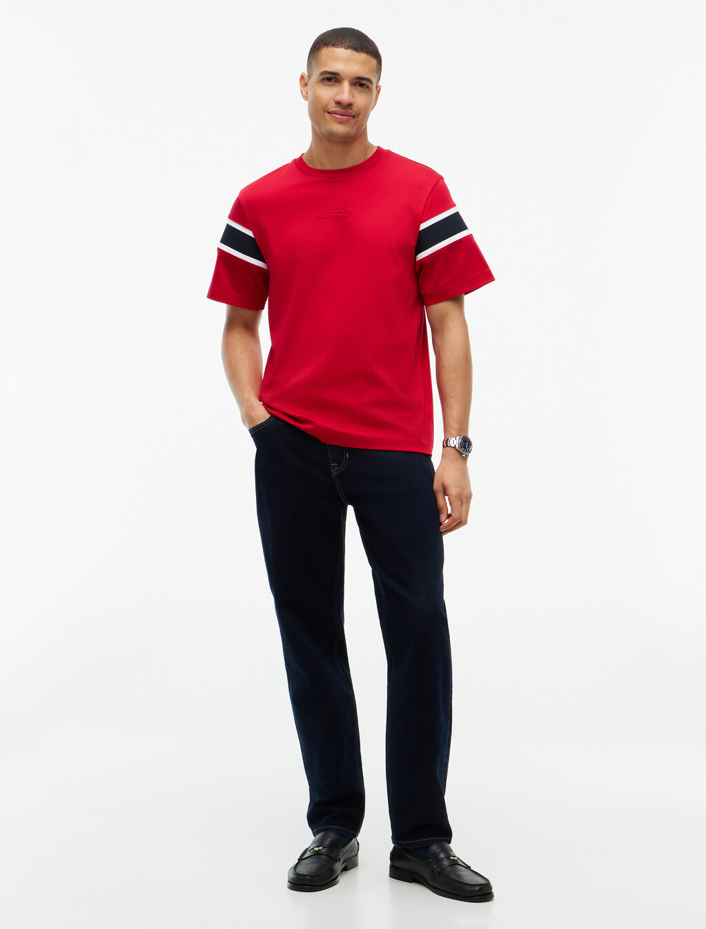 Interlock Knit Crew Neck T-Shirt, Medium Red, hi-res