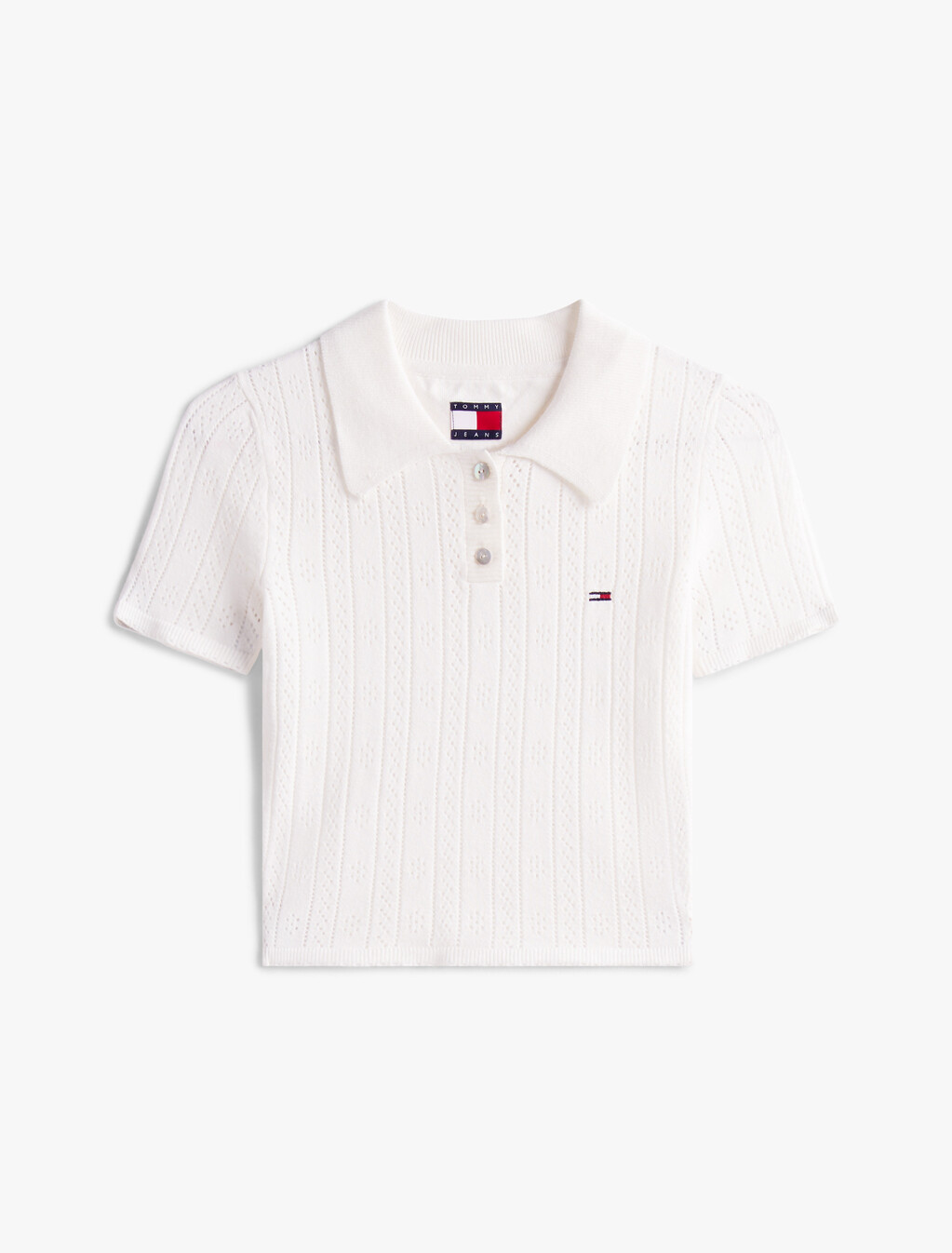 Pointelle Viscose Baby Fit Polo, Ecru, hi-res