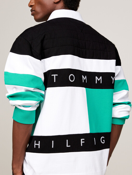 Tommy x Mercedes F1 x CR Colour-Blocked Back Logo Rugby Shirt