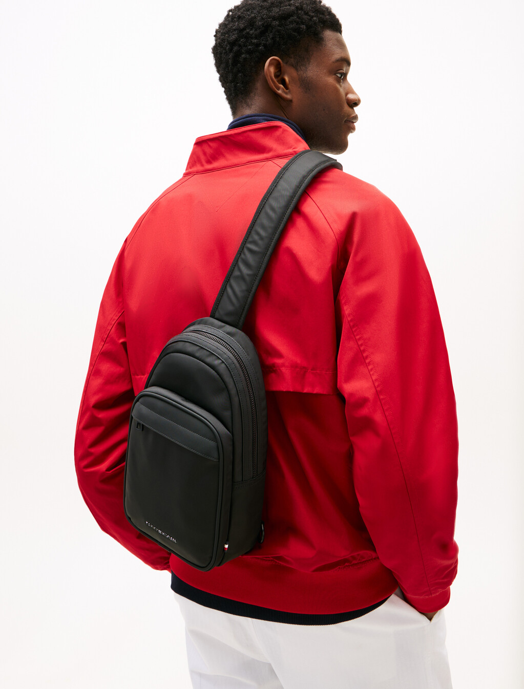 Metal Logo Sling Bag, Black, hi-res