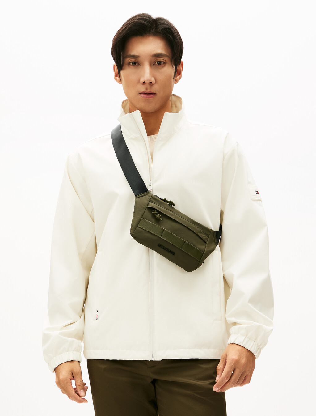 Textured Logo Bum Bag, Army Green, hi-res