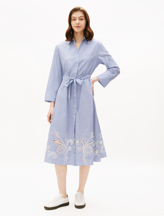 Asia Fit Broderie Cotton Shirt Dress