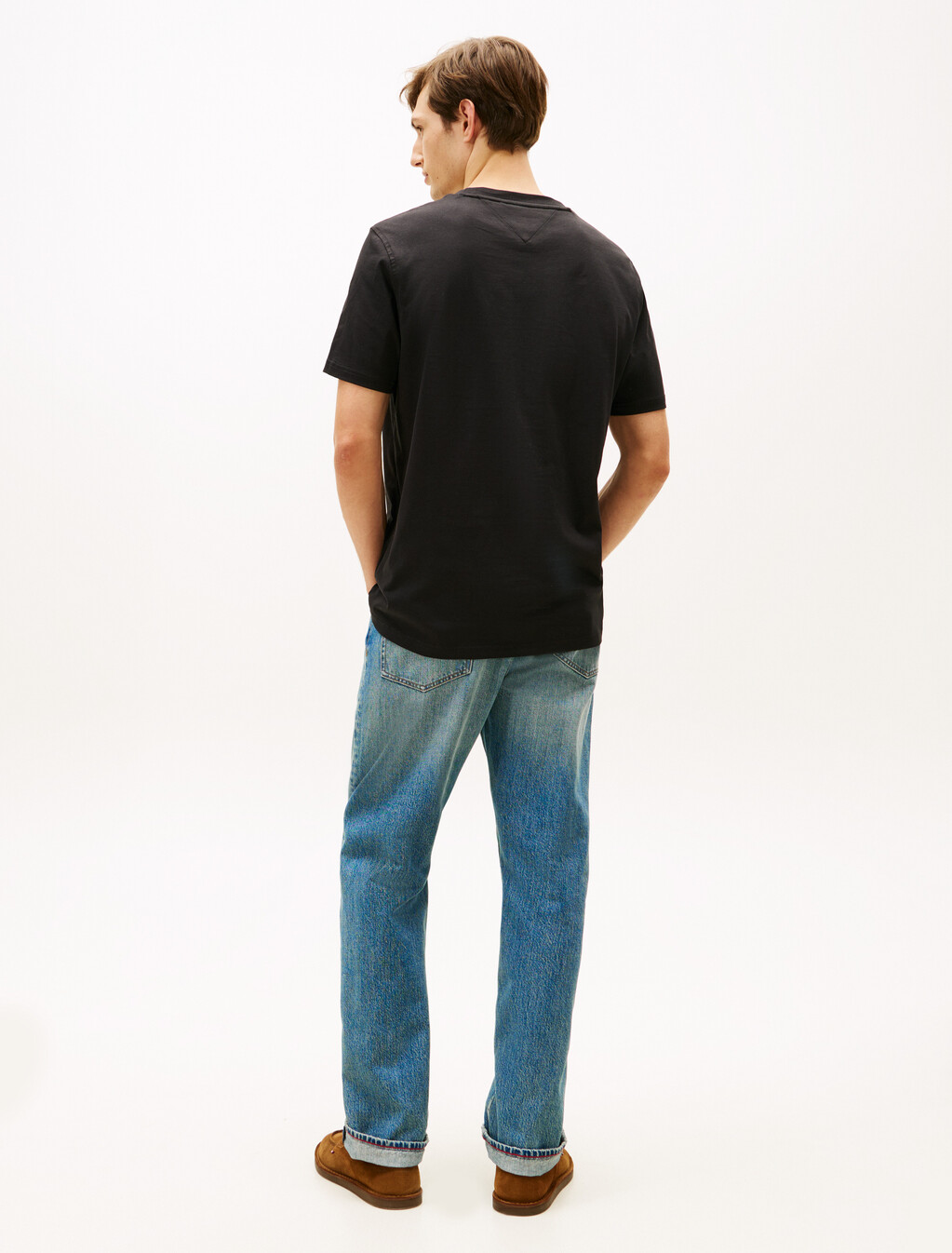 Textured Logo Crew Neck T-Shirt, Black, hi-res