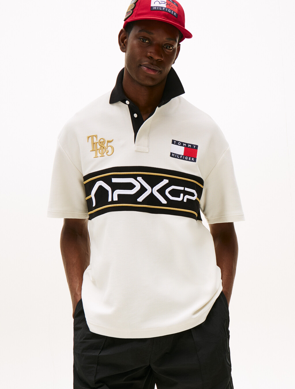 The APXGP Collection Relaxed Logo Polo Shirt, Ivory/Black, hi-res