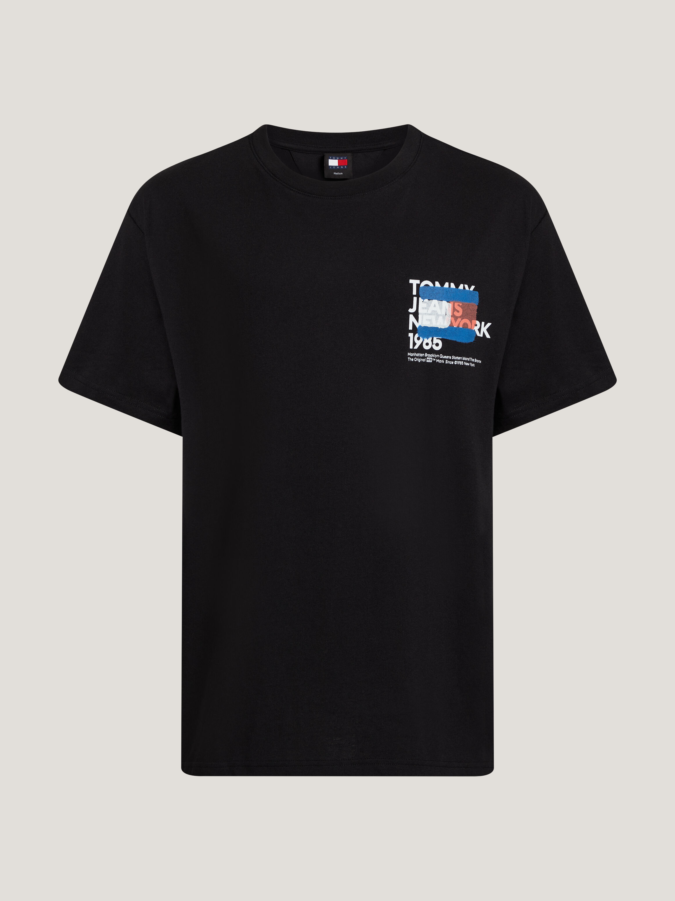 Tommy Jeans unisex NY graffiti flag logo t shirt in Black size S