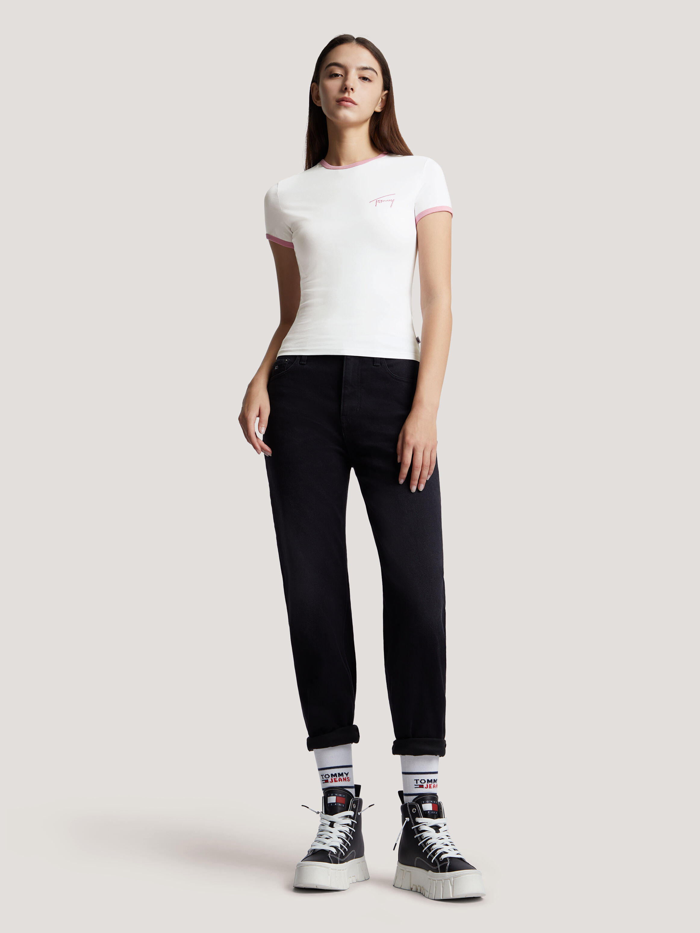 Script Ringer T Shirt natural Tommy Hilfiger Singapore