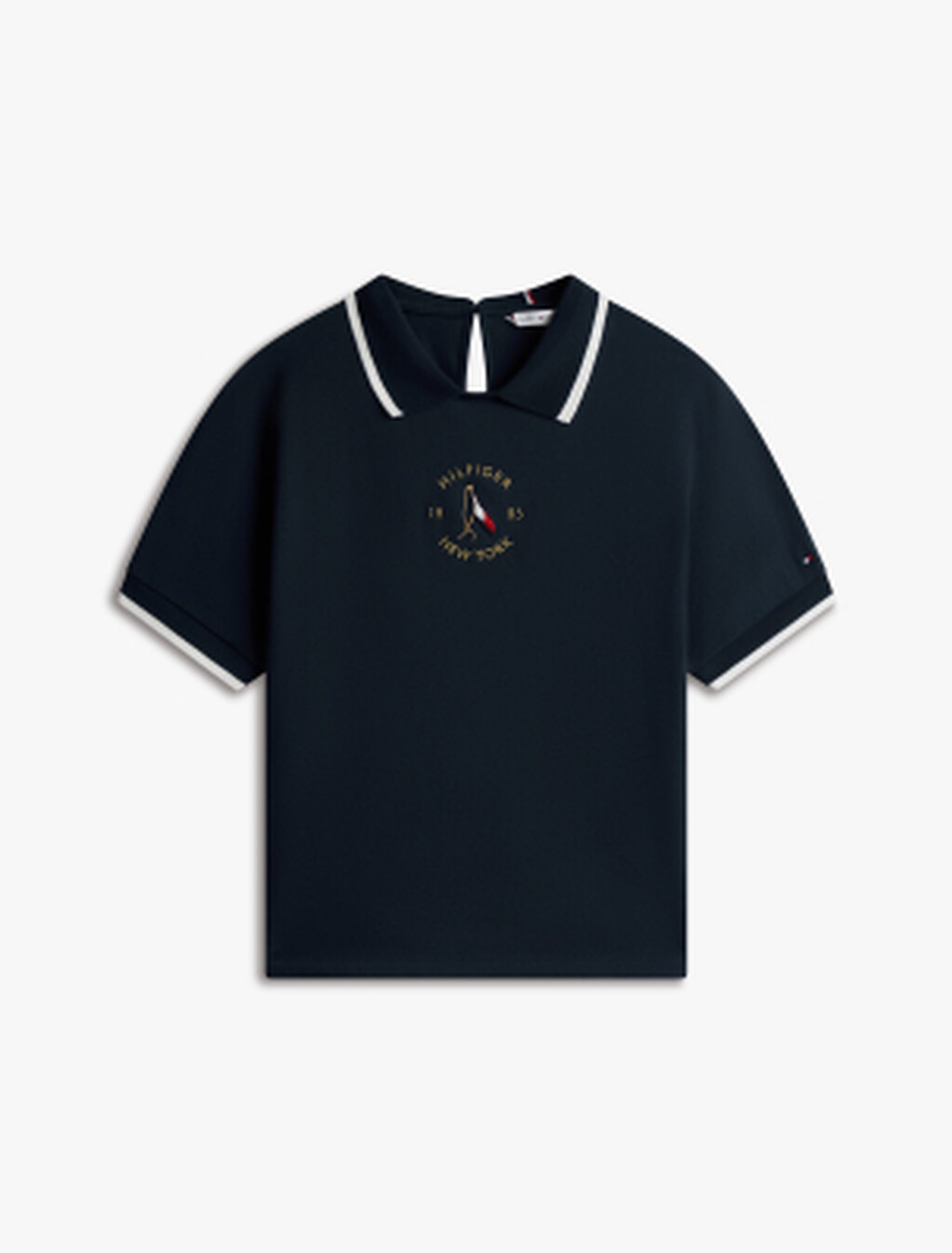 Motion Flag Embroidery Crewneck Polo, Dark Night Navy, hi-res