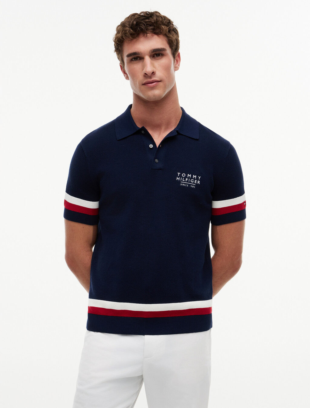 Regular Fit Signature Textured Polo Shirt, Carbon Navy, hi-res